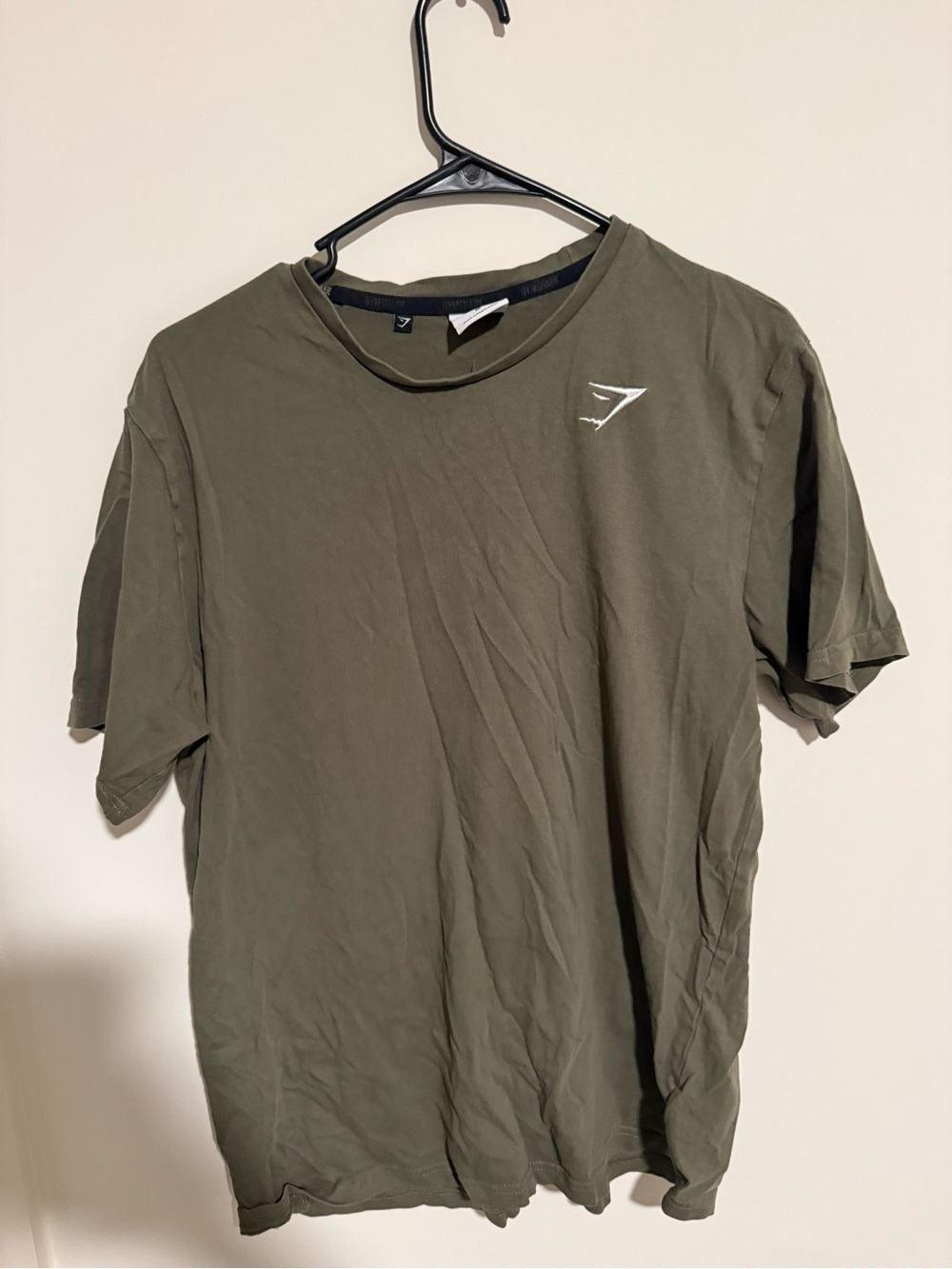 Gymshark Olive Green Short Sleeve Crew Tee with White Logo